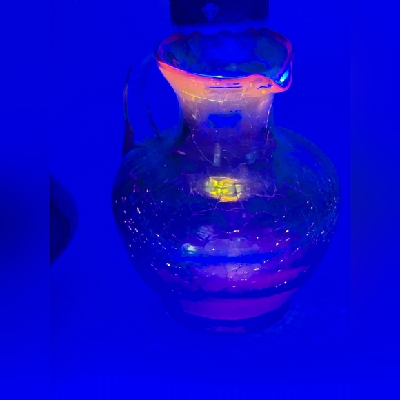 Two Hand Blown Crackle Glass Creamers/Small Pitcher vintage - Picture 9 of 9